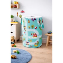 Szennyestartó - játéktároló - türkiz kisautós