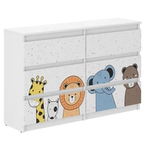 Komód gyerekszobába és babaszobába 120 cm széles - Mini Zoo mintával