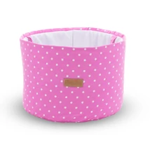 Játéktároló kosár babaszobába - középrózsaszín pöttyös