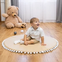 Kerek szőnyeg pomponnal kávé színben 100 cm