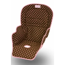Etetőszék huzat - barna alapon rózsaszín pöttyös