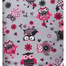 Etetőszék huzat  - szürke - rózsaszín baglyos Etetőszék huzat  - szürke - rózsaszín baglyos