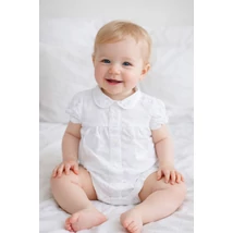 Blúz body - rövid ujjú - fehér 3D pöttyös - 62