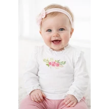 Csipkével díszített kislány felső - fehér 74