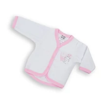 Plüss kocsikabát - fehér - rózsaszín - cicás 74