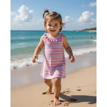 Kislány ruha - rózsaszín - ezüst csíkos 86